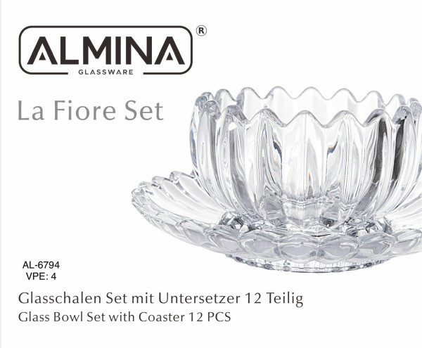 AL-6794 Glasschalen Set 12 Tlg La Fiore