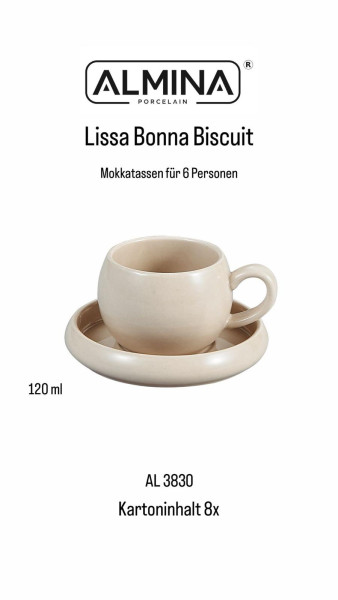 AL-3830 Mokkatassen Set Lissa Bonna Biscuit - 8