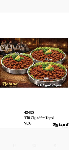 Roland 3 Lü Cigköfte Tepsisi